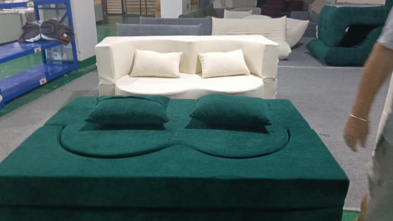 Canapé d'angle chaise longue coloris vert foncé, ligne cosy